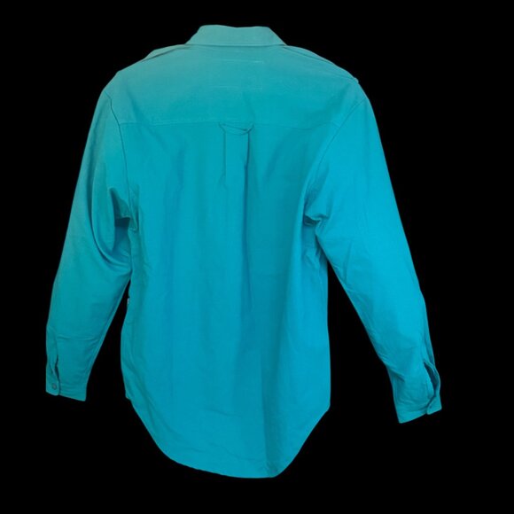 NWOT Y2K MENS GORPCORE GREEN BUTTON DOWN LONG SLEEVE UTILITY SHIRT EPAULETTES - Picture 3 of 8